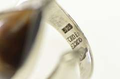 Sterling Silver Pear Tiger's Eye Cabochon Taxco Ring
