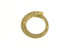 9K Yellow Gold Ruby Emerald Encrusted Fish Pisces Bangle Bracelet