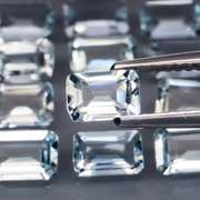Large 5ct platinum blue emerald cut Aquamarine set