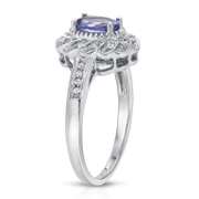 1 Ct VVs1 Natural Tanzanite and Genuine Diamond Ring