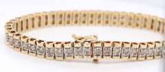 Majestic Yellow Gold approximate 4ctw Diamond Rolex Style Tennis Bracelet