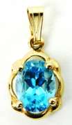 14K Brilliant Blue Topaz Pendant