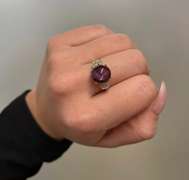 Ring with Cat Eye Gemstone and Diamonds