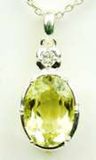 Sterling Green Gemstone Large Pendant & Chain