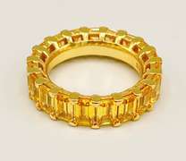 18kt Gold Plated Sterling Silver& Yellow Sapphire Eternity Band Ring