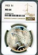 1923 Peace Silver Dollar in NGC MS64