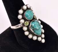 Turquoises Set In Sterling Ring