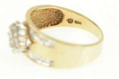 10K Yellow Gold Squared Diamond Cluster Vintage Statement Ring
