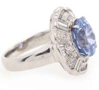 Exceptional Platinum Blue Sapphire and Diamond Cocktail Ring