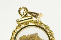 14K Yellow Gold Rope Trim Gold Nugget Raw Pebble Capsule Charm/Pendant