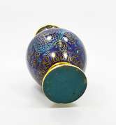 Vintage Small Cloisonné Vase in Tones of Blue With Floral and Dragon Pattern