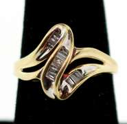 10k Gold Ribbon Baguette Diamond Ring