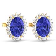 14 Kt Yellow Gold Tanzanite Diamond Earrings