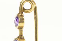14K Yellow Gold Victorian Amethyst Inset Bar Antique Stick Pin