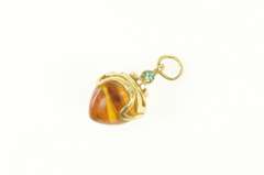 14K Yellow Gold Citrine Pear Tear Drop Blue Topaz Wavy Charm/Pendant