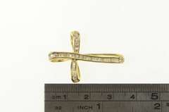 14K Yellow Gold 0.75 Ctw Diamond Cross Faith Symbol Curvy Pendant