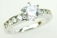 Fine Quality Sterling Cubic Zirconia Ring, Size 8.25