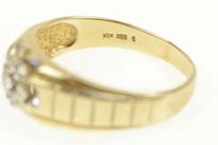 10K Yellow Gold 0.21 Ctw Round Retro Diamond Cluster Men's Ring