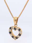 Charming Sapphire and Diamond Heart Shaped Pendant on Chain