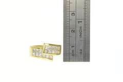 18K Yellow Gold 1.50 Ctw Princess Cut Invis. Set Bypass Band Ring