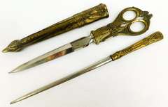 Antique German Scissors & Letter Opener w/Sheath