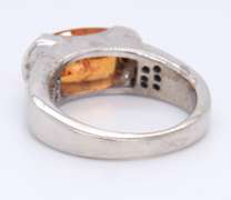 Gorgeous White Gold Orange Sapphire and Diamonds in East West Setting