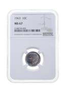 MS67 1963 Roosevelt Dime - Graded NGC