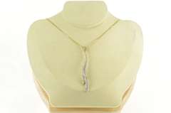 14K White Gold 0.92 Ctw Diamond Curvy Wave Drop Pendant