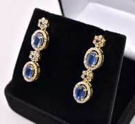 Precious 3.50CTW Kyanite & 1.33CTW Diamond Dangle Earrings in Gold Plated Sterling Silver