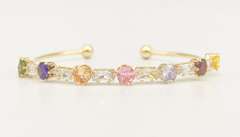 18kt Gold Plated Sterling Silver Gemstone Bangle Bracelet