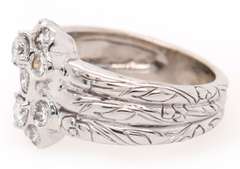 1.10ctw Round Diamond Double Flower Ring in 18K