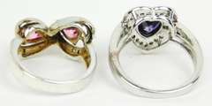 2 Sterling Silver Quartz Heart Rings