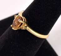 Tasteful Golden Topaz and Yellow Diamond Ring in 14k Yellow Gold