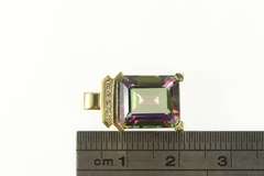 14K Yellow Gold Emerald Cut Mystic Topaz Diamond Accent Pendant