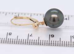 Gorgeous Yellow Gold Tahitian Black Pearl Dangle Earrings