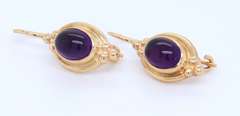 Handsome Yellow Gold Amethyst Drop Earrings