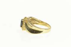 14K Yellow Gold 1.25 Ctw Marquise Sapphire Diamond Vintage Ring