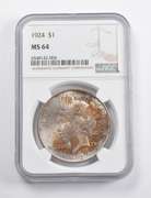 MS64 1924 Peace Silver Dollar NGC - Insane Color