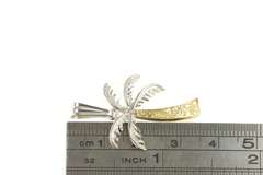 14K Yellow Gold Two Tone Ornate Palm Tree Beach Tropical Pendant