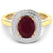 Elegant 14 Kt Yellow Gold Ruby Diamond Ring