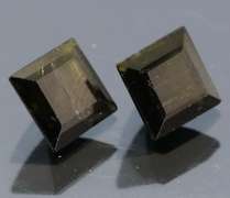 Princess cut 2.09ct midnight olive green Tourmaline pair