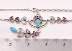 Multi-gem Sterling Necklace
