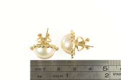 14K Yellow Gold 1960's Mabe Pearl Classic French Clip Earrings