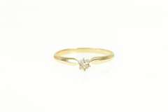14K Yellow Gold Diamond Round Solitaire Classic Promise Ring