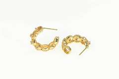 14K Yellow Gold 0.24 Ctw Diamond Circle Rope Pattern Hoop Earrings