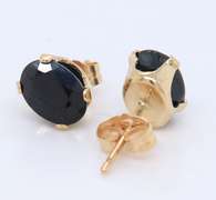 Nice Yellow Gold Oval Blue Sapphire Stud Earrings