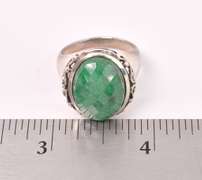 Green Gem In Sterling Ring