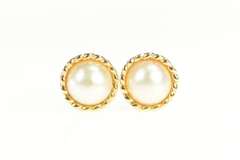 14K Yellow Gold 1960's Mabe Pearl Classic French Clip Earrings