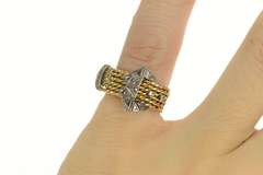 14K Yellow Gold Victorian Rose Cut Diamond Belt Buckle Ring