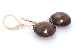 Stunning Yellow Gold Smokey Quartz Dangle Earrings